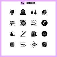 Solid Glyph Pack of 16 Universal Symbols of sign info hardware tree nature Editable Vector Design Elements