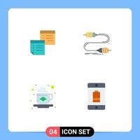 4 Flat Icon concept for Websites Mobile and Apps sticky interaction notes paper wire Editable Vector Design Elements