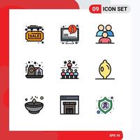 conjunto de 9 iconos de interfaz de usuario modernos signos de símbolos para elementos de diseño vectorial editables del grupo de activos de información del hogar de cuidados vector