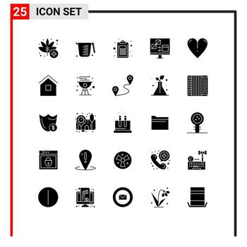 25 Thematic Vector Solid Glyphs and Editable Symbols of development computer check coding test Editable Vector Design Elements