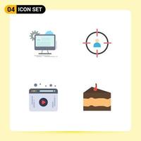Pack of 4 Modern Flat Icons Signs and Symbols for Web Print Media such as account video edit human player Editable Vector Design Elements
