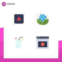 Editable Vector Line Pack of 4 Simple Flat Icons of align drink up environment spring Editable Vector Design Elements
