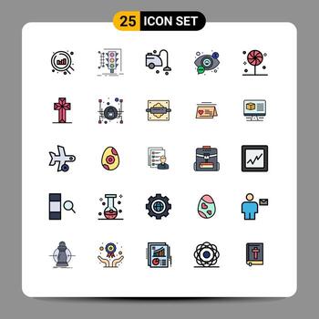 User Interface Pack of 25 Basic Filled line Flat Colors of candies view clean seo eye Editable Vector Design Elements