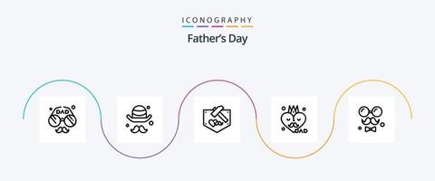 Fathers Day Line 5 Icon Pack Including avatar. father. fathers. dad. mustache vector