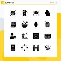 Set of 16 Modern UI Icons Symbols Signs for pen paper jigsaw article hand Editable Vector Design Elements