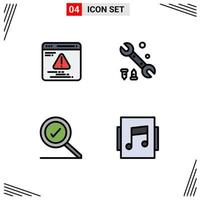 Pictogram Set of 4 Simple Filledline Flat Colors of development album wrench complete showcase Editable Vector Design Elements