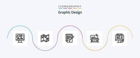 paquete de iconos de la línea de diseño gráfico 5 que incluye lámpara de mesa. relleno de color. mapa . gota de color balde vector