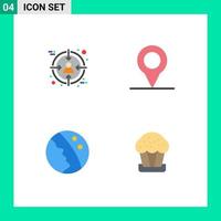 Modern Set of 4 Flat Icons Pictograph of audience skin care target dermatology cup Editable Vector Design Elements
