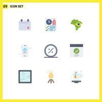 9 Universal Flat Color Signs Symbols of e commerce time rainy mobile Editable Vector Design Elements