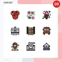 Set of 9 Modern UI Icons Symbols Signs for data startup ice rocket valentine Editable Vector Design Elements