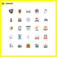 Pack of 25 Modern Flat Colors Signs and Symbols for Web Print Media such as location computer saint compass google glass Editable Vector Design Elements