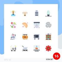 Set of 16 Modern UI Icons Symbols Signs for organization lamp indian candle simple Editable Pack of Creative Vector Design Elements