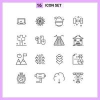 Set of 16 Modern UI Icons Symbols Signs for costume training lab gym festival Editable Vector Design Elements