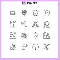 Set of 16 Modern UI Icons Symbols Signs for costume training lab gym festival Editable Vector Design Elements