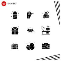 9 Universal Solid Glyph Signs Symbols of marketing business alert clothes office Editable Vector Design Elements