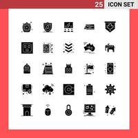 Modern Set of 25 Solid Glyphs Pictograph of date calendar brainstorming thinking team Editable Vector Design Elements