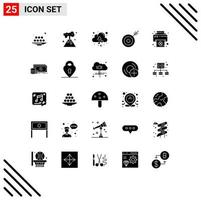 Pictogram Set of 25 Simple Solid Glyphs of print target cloud goal arrow Editable Vector Design Elements