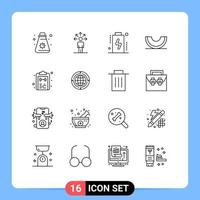 Outline Pack of 16 Universal Symbols of check melon battery fruit berry Editable Vector Design Elements