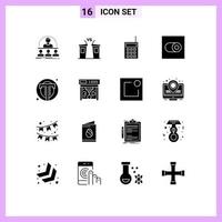 Modern Set of 16 Solid Glyphs and symbols such as toggle settings politician walkie radio Editable Vector Design Elements