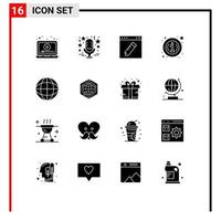 Universal Icon Symbols Group of 16 Modern Solid Glyphs of details about microphone graphic edit Editable Vector Design Elements