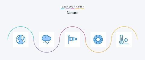 Paquete de iconos Nature Blue 5 que incluye el clima. la temperatura. paracaídas. naturaleza. naturaleza vector