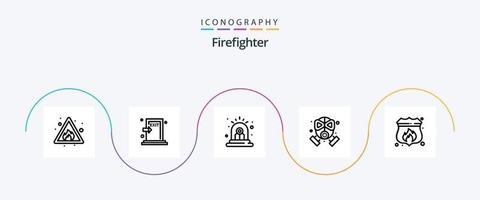 Firefighter Line 5 Icon Pack Including access. mask. exit. firefighter. siren vector