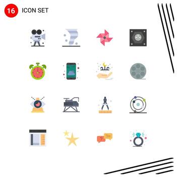Modern Set of 16 Flat Colors and symbols such as socket plug weather energy windmill Editable Pack of Creative Vector Design Elements