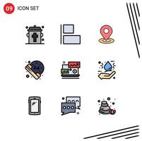 Mobile Interface Filledline Flat Color Set of 9 Pictograms of laptop financial map dollar sign call Editable Vector Design Elements