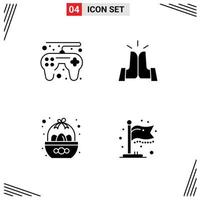 Pack of 4 creative Solid Glyphs of game controller celebration best high egg Editable Vector Design Elements