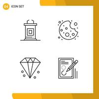 Set of 4 Modern UI Icons Symbols Signs for desk finance professor food edit Editable Vector Design Elements