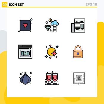 Modern Set of 9 Filledline Flat Colors and symbols such as galaxy html article control business Editable Vector Design Elements