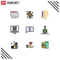 Set of 9 Modern UI Icons Symbols Signs for chat photo frame research digital photo frame size Editable Vector Design Elements