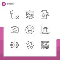 Set of 9 Modern UI Icons Symbols Signs for emojis basic education refresh study Editable Vector Design Elements