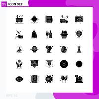 Pack of 25 creative Solid Glyphs of trust location sign delivery medical Editable Vector Design Elements