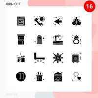 Modern Set of 16 Solid Glyphs and symbols such as estate process time creative plant Editable Vector Design Elements