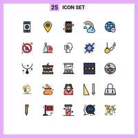 Set of 25 Modern UI Icons Symbols Signs for globe line app forecast cloud Editable Vector Design Elements