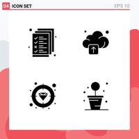 Set of 4 Vector Solid Glyphs on Grid for business focus management technology gardening Editable Vector Design Elements