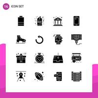 Set of 16 Vector Solid Glyphs on Grid for arctic samsung business huawei smart phone Editable Vector Design Elements