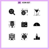 Set of 9 Modern UI Icons Symbols Signs for canada night print celebration summer Editable Vector Design Elements