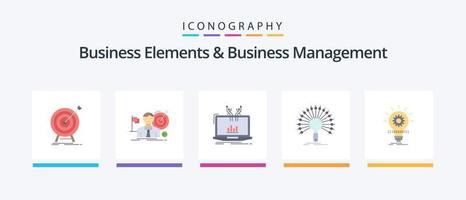 Business Elements And Business Managment Flat 5 Icon Pack Including informational. data. market. platform. management. Creative Icons Design vector