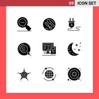 Group of 9 Solid Glyphs Signs and Symbols for medicine form knife fitness power supply Editable Vector Design Elements