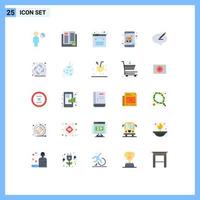 Flat Color Pack of 25 Universal Symbols of message shopping design online shop cart Editable Vector Design Elements