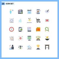 Flat Color Pack of 25 Universal Symbols of message shopping design online shop cart Editable Vector Design Elements