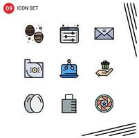 Modern Set of 9 Filledline Flat Colors Pictograph of economy business envelope banking multimedia Editable Vector Design Elements