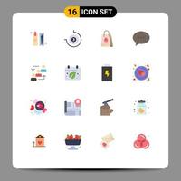 Group of 16 Flat Colors Signs and Symbols for advancement bubble shopping bag messages chat Editable Pack of Creative Vector Design Elements