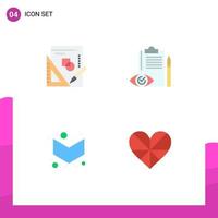 Editable Vector Line Pack of 4 Simple Flat Icons of book arrow graph checklist full Editable Vector Design Elements