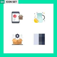 Mobile Interface Flat Icon Set of 4 Pictograms of business box seo summer wheel Editable Vector Design Elements
