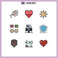 9 Creative Icons Modern Signs and Symbols of add sad skin happy shine Editable Vector Design Elements