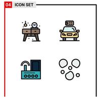 Pictogram Set of 4 Simple Filledline Flat Colors of home router watch electric signal Editable Vector Design Elements