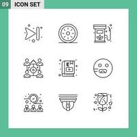 Set of 9 Modern UI Icons Symbols Signs for e book people biodiesel network renewable Editable Vector Design Elements